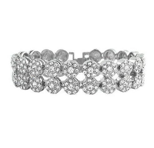 Double Row Cluster CZ Bracelet