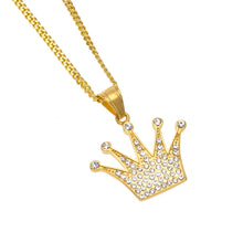 Gold Crown CZ Necklace