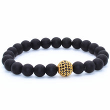 Black Obsidian CZ Beaded Bracelet