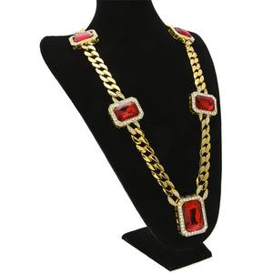 Cuban Link Quintuple Ruby Gem CZ Chain