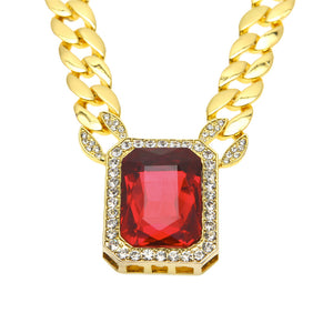 Cuban Link Quintuple Ruby Gem CZ Chain