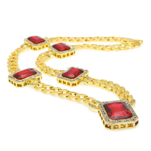 Cuban Link Quintuple Ruby Gem CZ Chain