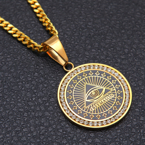 Masonic CZ Medallion Necklace