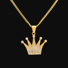 Gold Crown CZ Necklace