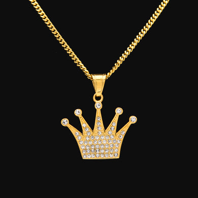 Gold Crown CZ Necklace