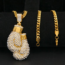 Gold Boxing Gloves CZ Necklace