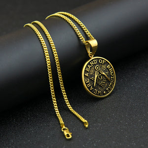 Gold Band Of Brothers Medallion Necklace