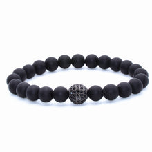 Black Obsidian CZ Beaded Bracelet