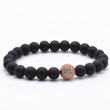 Black Obsidian CZ Beaded Bracelet